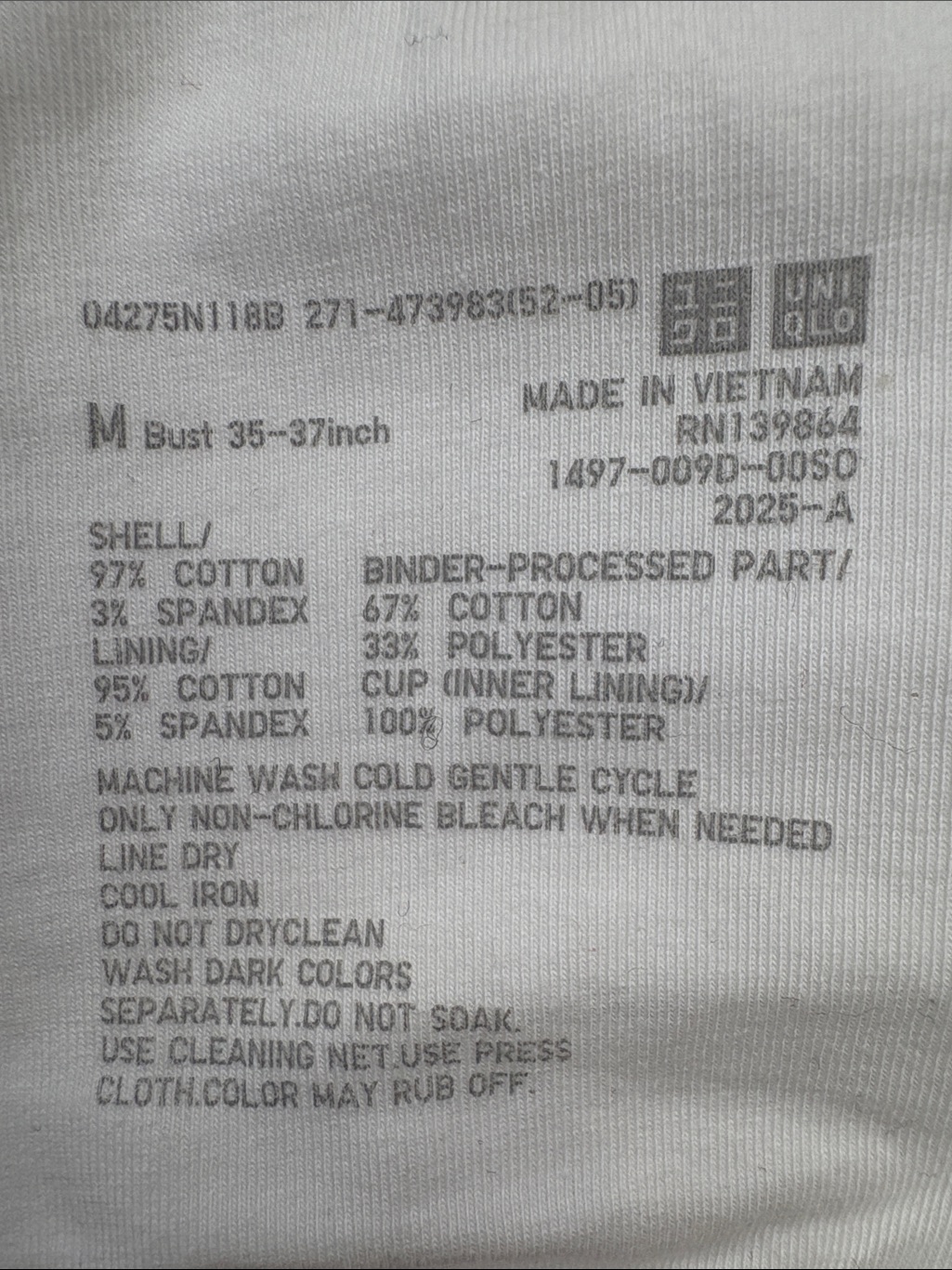 Uniqlo Cotton Crew Neck Sleeveless Bra Top In White Medium — image 5 of 6
